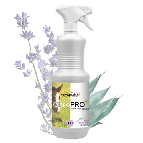 Repellente Naturale Spray alla Citronella per Cavalli 1 lt CitroPro+ Lavanda e Aloe Vera, Lozione anti Insetti Mosche Zanzare, Protezione Lunga Durata - Made in Italy