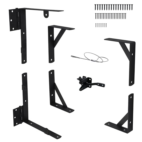 Image of 1 Set Heavy Duty Anti Sag Gate Kit with Self-Locking Latch for Wooden Fence, Shed Doors, Corral Gates, Black Steel with Zinc Coating, 1.5 Inches Depth, 4.96 Pounds