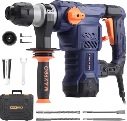 MAXPRO Marteau Perforateur Électrique SDS-Plus 1500W Perforateur Burineur 5.5J, 6 Vitesses, 3...