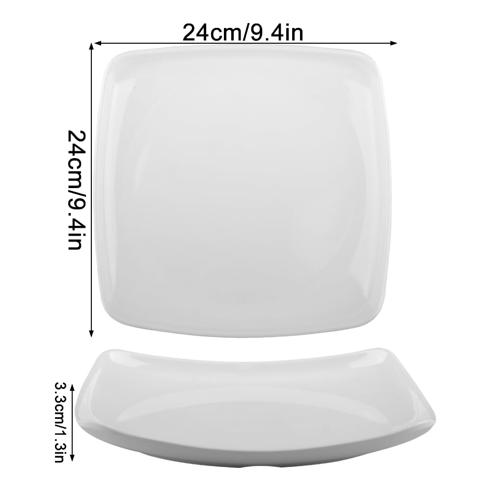 Lot De 3 Assiettes Carrées En Porcelaine Blanche - Service De Table