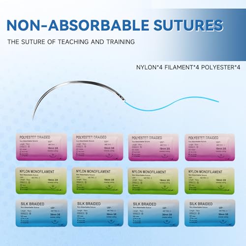 Image of Suture Practice Kit for Students - TopExer Suturing Kit (20 Pieces) with Durable Silicone Suturing Pad Includes Upgraded 14 Pre-Cut Wounds Suture Pad(Education Use Only)
