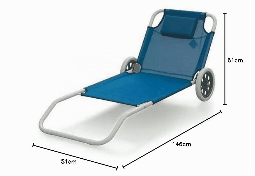 eacommerce Sdraio Lettino Spiaggina prendisole da spiaggia e giardino con cuscino e ruote trolley