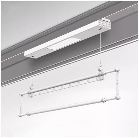 Ceiling Clothes Dryer Aluminium and Steel Electric Clothes Dryer with Remote Control,Ceiling Clothes Drying Rack Single Pole Electric Clothes Hanger Small Invisible Balcony Remote Control Li