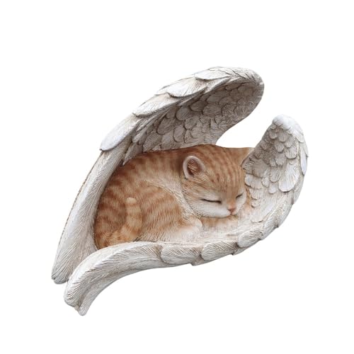 Figurita de gato ángel naranja vibrante de resina miniatura 2