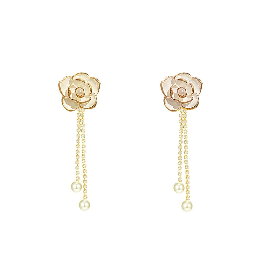Yellow Chimes Earrings For Women White Flower Stud With Linear Chain Hanging Pearl Drop Dangler Earrings For Women and Girls (B0B8DFTRFL) Amazon Price History, Amazon Price Tracker