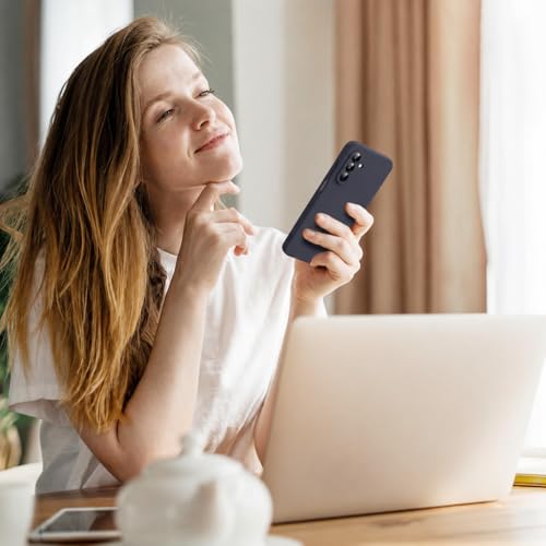 Image of DIZORO Microfiber Candy Case for Samsung A57 5G Smooth Touch Cushion Liquid Soft Silicone Gel Rubber Phone Cases Non-Slip Full Body Protective Shockproof Back Cover -Navy