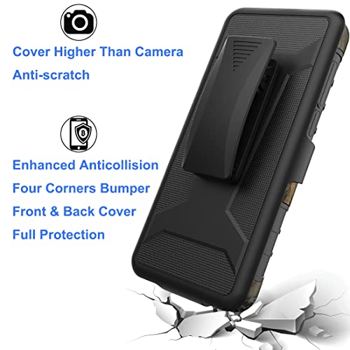 Ailiber Case For Alcatel Tcl A3(A509Dl), Tcl A30/Tcl A3 Phone Case Holster With Screen Protector, Swivel Belt Clip Holster Kickstand Holder, Heavy Duty Full Body Rugged Cover For Tcl A3-Camouflage #TOP5