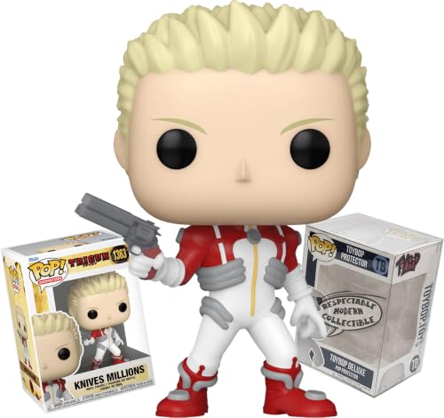 Funko Trigun Knives Millions with Revolver + ToyBop Protector: Pop! Figura de vinilo de animación (incluye caja de coleccionista Pro-Deluxe Pop-Protector caja de regalo)