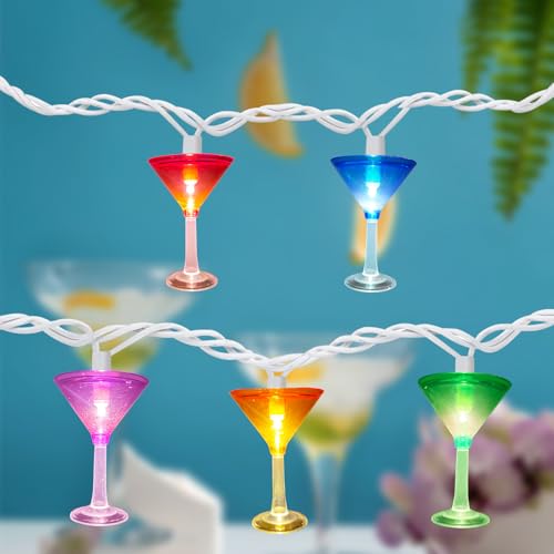 Pallerina 8.5Ft LED Cocktail String Lights with 10 3D Multicolor Lights, Margarita Party Decor Plug In for Bistro, Bar, Beach, Caping, Summer Hawaiian Decor