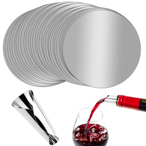 Engelblick DE 50 Pezzi Salvagoccia Vino Riutilizzabile, Disco Versatore Antigoccia Flessibile per Bottiglie di Vino e Olio, Fogli Sottili per Versare Senza Macchie, Accessori per Feste e Catering