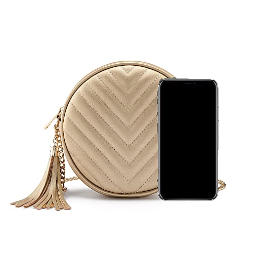 Image of Ayliss Women Crossbody Shoulder Bag Circle Tassel Purse Clutch Evening Small PU leather Handbag Fashion Wallet With Chain