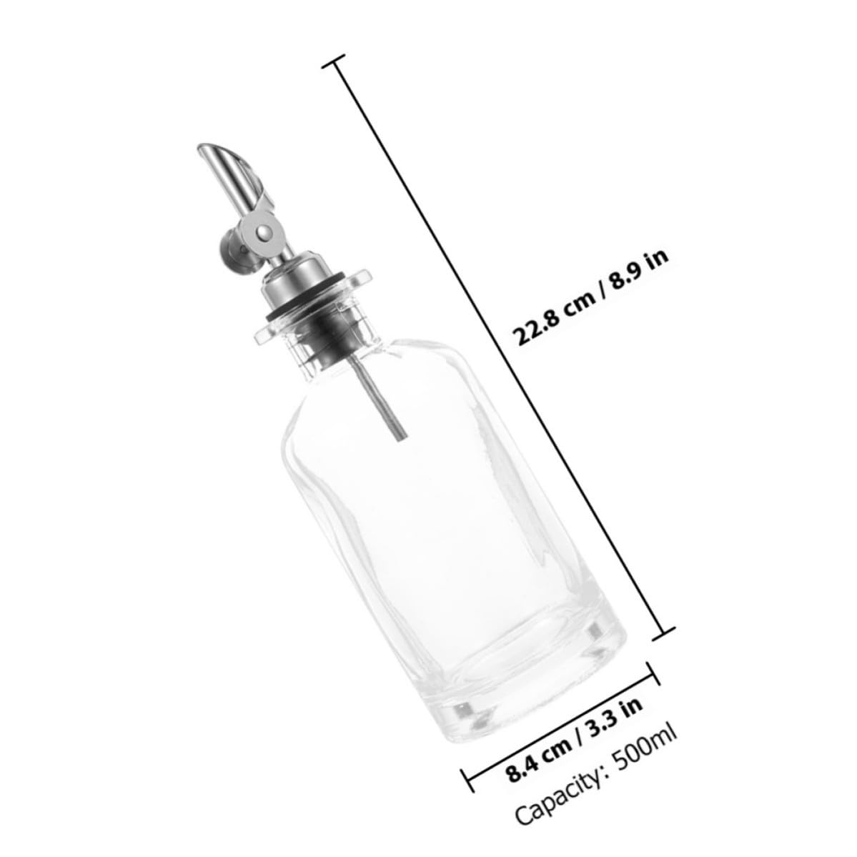 SHINEOFI Botellas Dispensadoras Antifugas de Aceite y Vinagre de Vidrio y Acero Inoxidable 500ml Apertura Automática 2 Piezas para Cocina y Aderezo