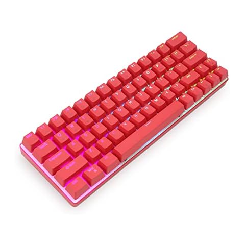 HUO JI 60% Kleine Mechanische Gaming Tastatur, Bluetooth Kabelgebundene 63 Tasten RGB Beleuchtung Rote Schalter für PC IOS, Android, Windows und Mac Cover