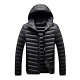 Plumifero Ultraligero Hombre Capucha Plumífero Ligero Chaqueta Plumas Ultraligero Abrigo Plumon Plumiferos Ligeros Chaqueta Acolchada Ligera Cazadora Plumas Puffer Down Jacket Pluma Hombre Negro XXL