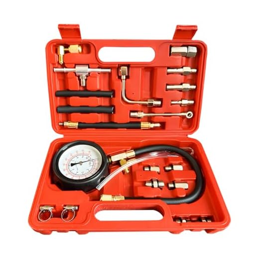 FALVFUN 0-140PSI Car Fuel Pressure Tester Kit, TU-114 Vehicle Gas Gasoline Injection Pump Pressure Tester Gauge Kit, Automobile Oil Injection Pump Diagnostic Tool Set, Universal Fit