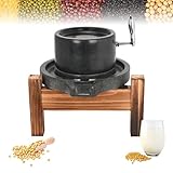 Stone Grain Mill Hand Grinder for Flour, Manual Granite Stone Mill with Stainless Steel Handle, Traditional Countertop Disc Grinder for Dry & Wet Use, Seeds, Nuts, Corn, Soybeans (7.8 x 11.8 in)