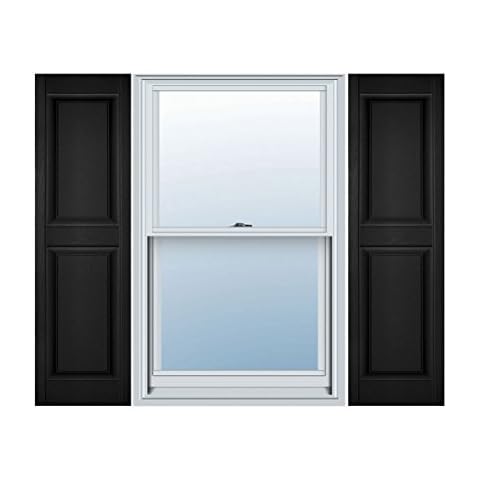 Ekena Millwork Lifetime Vinyl LP2S14X04700BL Standard Two Equal Panel Vinyls, Raised Panel Vinyl Shutters, w/Installation Shutter-Lok's & Matching Screws (Per Pair), 14.75"W x 47"H, Black Cover