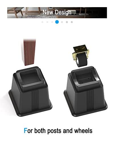 Zton Bed Furniture Risers Elevation In Height 5" Heavy Duty Risers For Both Posts And Wheels Of Furniture Sofa Bed Couch Chair Table,Support Up To 2000 Lbs.(4 Pack,Black) #TOP3