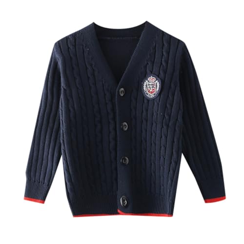 Strickjacke Jungen Langarm Cardigan Herbst - V-Ausschnitt...