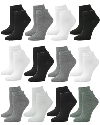 Image of Gelante 12-Pair Women's Ankle Socks, Colorful Comfortable Lightweight Breathable Athletic