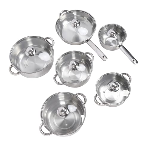 aqxreight Batterie de Cuisine en Acier Inoxydable Pots et Casseroles Set 11 Pièces Four à Induction Sûr Même le Chauffage Heavy Duty avec Différentes Tailles pour Divers Besoins de