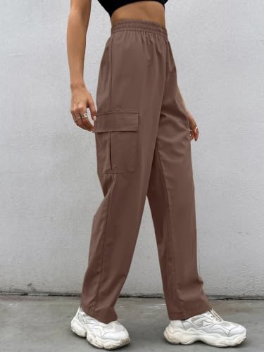 Image of Leriya Fashion Women's Elastic Waist Cargo Pants| Casual Loose Fit Jogger Trousers with Pockets| Lightweight Streetwear Pants for Women