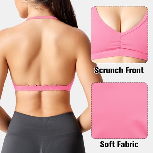 Image of YEOREO CoreFlex Sports Bras for Women Padded Strappy Open Back Workout Top | Light Impact Criss Cross Bra Yoga Gym Crop Top