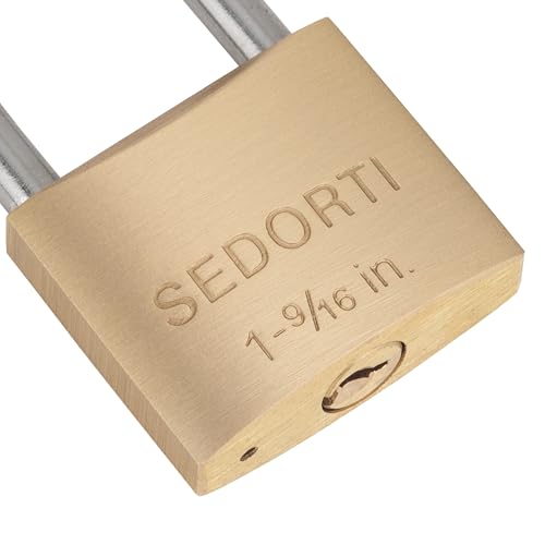 Image of SEDORTI Weatherproof Padlock with Stainless Steel 304 Short Shackle and Solid Brass Body, 1-9 /16 in. Wide, 12 Padlocks Keyed Alike, Marine Grade Rustproof Lock for Outdoors Use