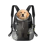 Bojury Pet Dog Carrier Backpack, Small Dog Cat Front Backpack, Breathable Adjustable Puppy Carrier with Safety Belt for Travel Hiking Cycling Walking Outdoor Black M