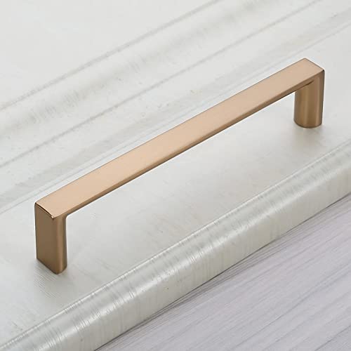 Image of 10 Pack 5 Inch(128mm) Cabinet Pulls Square Champagne Bronze Kitchen Cabinet Handles Kitchen Cabinet Hardware Gold Drawer Pulls for Dresser Cupboard Wardrobe