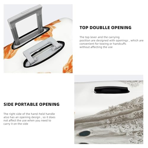 Whimsical Halloween White Ghost Orange Bow Elastic Travel Luggage Covers Dustproof Scratch-Resistant Suitcase Protector Fit 22-24 Inch3