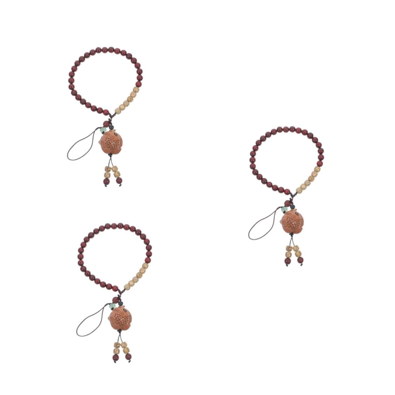 HOMSFOU cadena de teléfono móvil de sándalo wrist wraps wristband cordón de muñeca para llaves pulsera para llaves muñeca clave cordón de muñeca para etiqueta de nombre rojo