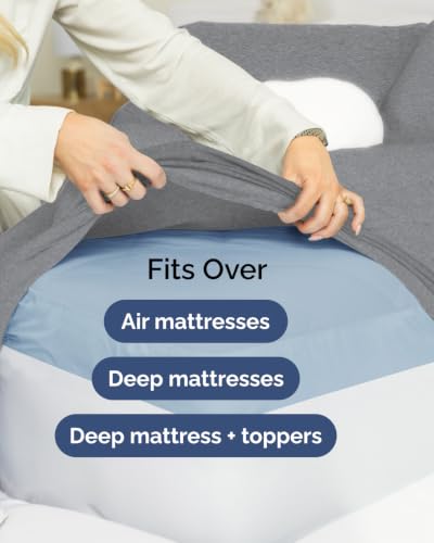 Image of Flex Top Split Head King Sheet Set - 4 Piece Extra Deep - Heathered Grey