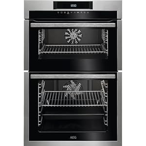 AEG 6000 SurroundCook Built-In Double Oven DCE731110M, 61L Capacity, 875x560x550 mm, Multilevel Cooking, Antifingerprint Coating, Catalytic Cleaning, LCD Display, Stainless Steel