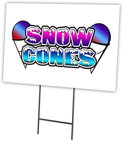 SNOW CONES - Letrero y estaca de 12 x 16 pulgadas para patio Anuncia tu negocio Imagen incluida solo en la parte delantera Fabricado en los