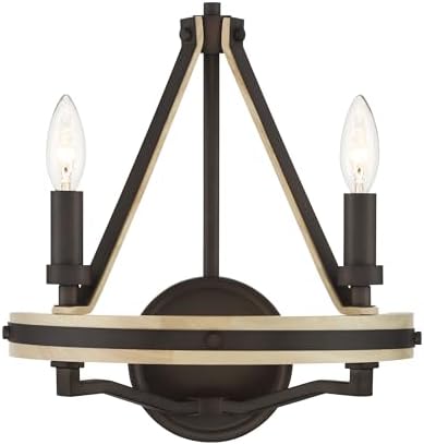 Minka Lavery 2622-860 Sonoma 2 Light 14" Tall Wall Sconce - Dark Bronze and Natural Solid Wood