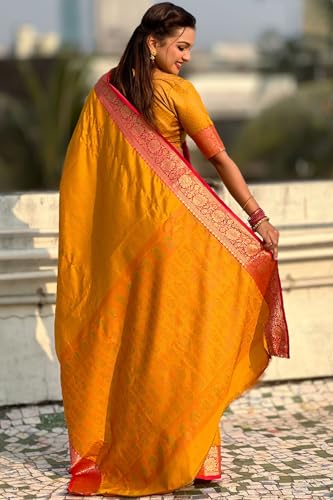 Image of SGF11 Women's Kanjivaram Pure Soft Silk Designer Saree With Blouse Piece