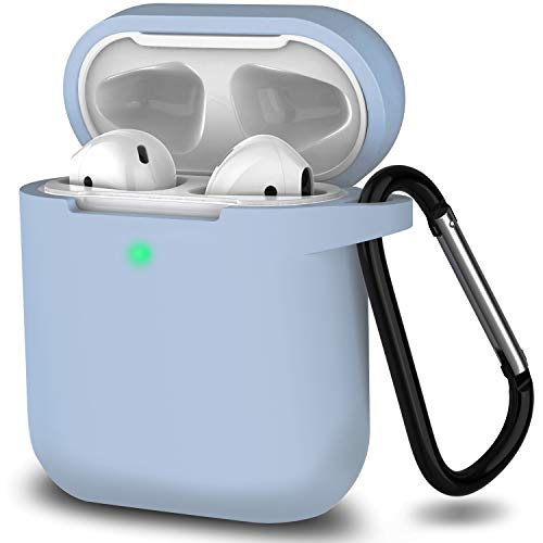 SATLITOG Silicone Case Compatible with Apple AirPods 1&2 Wireless and Wired Charging Case(Front LED Visible),Denim Blue