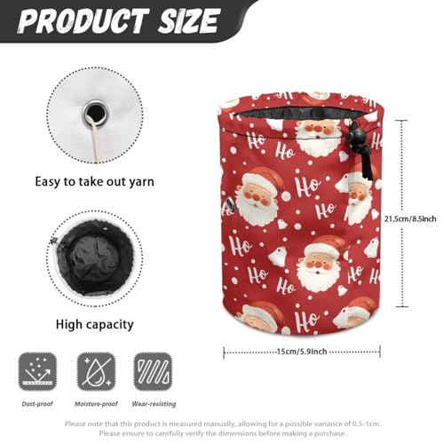 Image of Sellikakes Christmas Santa Claus Crochet Storage Case Yarn Holder, Knitting Crochet Bag Organizer Store Crocheting Project Needles Sewing Accessories