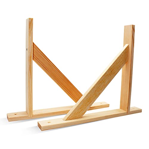 DOJA Barcelona | Escuadra madera | 2 piezas de escuadra estante | 280 x 230 mm | Soporte de estantería Triangular | para montaje en pared de garaje, tabla de pared, decoración de madera
