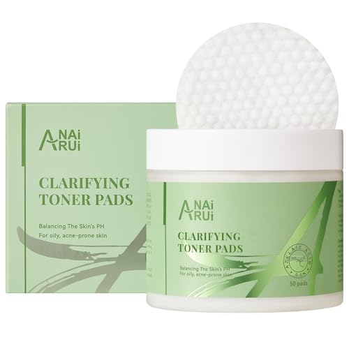 ANAI RUI Clarifying Toner Pads for FaceFacil Peel Pad, Face Exfoliating Pad, Balance Skin's PH, 50 Pads Green