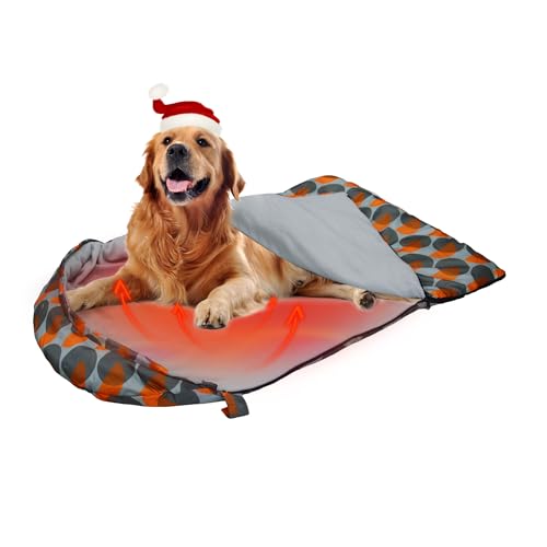 Heating Dog Sleeping Bag, Waterproof Warm Packable Dog Bed Mat with Storage Bag for Indoor Outdoor Travel Camping Hiking Backpacking (Heated, USB) Heated-USB-1