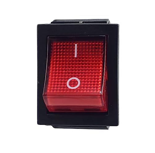 Rocker switch, 2-pole (6-pin) changeover switch 16A 250VAC 28.5 * 21.1mm rocker illuminated, red - Image 3