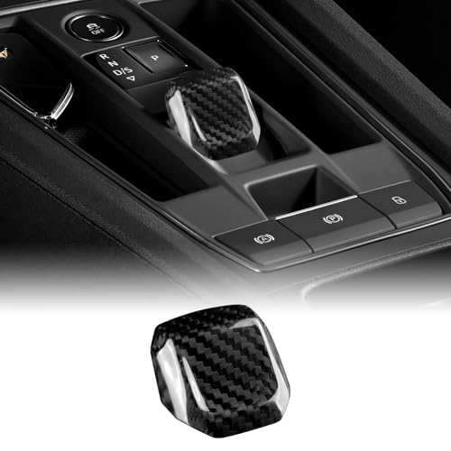 KUNGKIC Real Hartkohlefaser Auto Schaltknauf Abdeckung Für Seat Leon MK4 Cupra Leon Cupra Formentor 2020 2021 2022 2023 2024 2025 Schalthebelknauf Getriebegriff Innenbereich Zubehör (Schwarz)