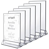 NIUBEE 6Pack 8.5x11 Clear Acrylic Sign Holder with Sliver Borders and Vertical Stand, Double Sided Table Menu Holders Picture Frames for Wedding Table Numbers, Restaurant Signs, Photos and Art Display