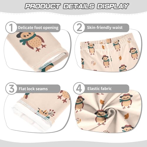 Girls Basic Leggings Baby Girls Pants Owl Leaf Soft Footless Stretchy Tights Pants 4-10Y3