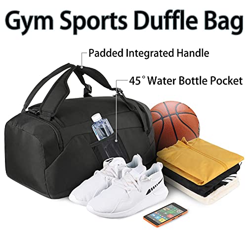 Matein Gym Bag For Men, 45L Large Gym Backpack Sports Duffle Bag With Shoes Compartment, 3 Way Waterproof College School Carry On Travel Duffel Backpack Fits 15 Inch Laptop, Gifts For Men Women, Black #TOP5