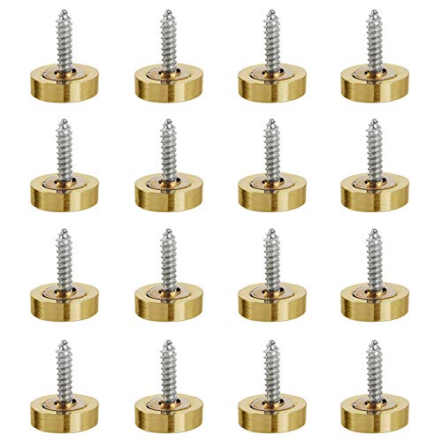 Greluma 16 Pièces 16 mm (3/5') Vis de Miroir en Acier Inoxydable Capuchons Décoratifs Clous de Couverture pour Tables de Miroir Plaques de Bain Armoires Panneaux de Verre