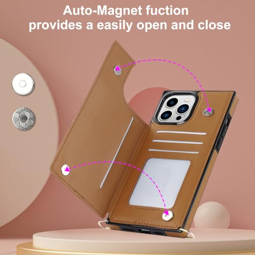Étui portefeuille iPhone 12 Pro Max marron pour libérer vos mains - 6