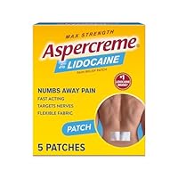 Aspercreme Max Strength Lidocaine Pain Relief Patch (5 Count) for Back Pain, Odor Free Pain Patches